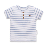 Aster & Oak | Blue Stripe Rib Henley Top